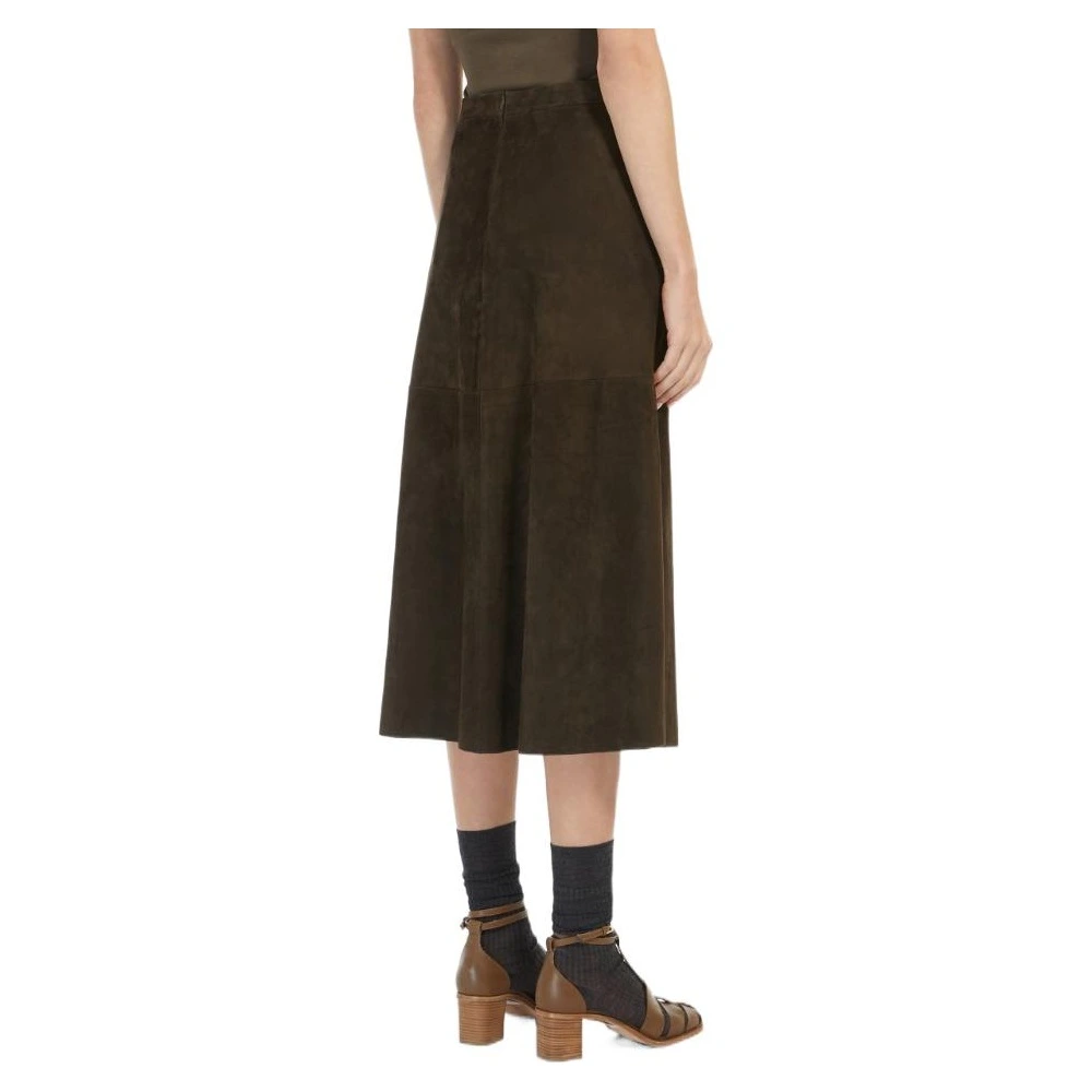 Юбка миди MaxMara Dancing из замши коричневого цвета, Цвет: коричневый, Размер: 34 | Китай.рф