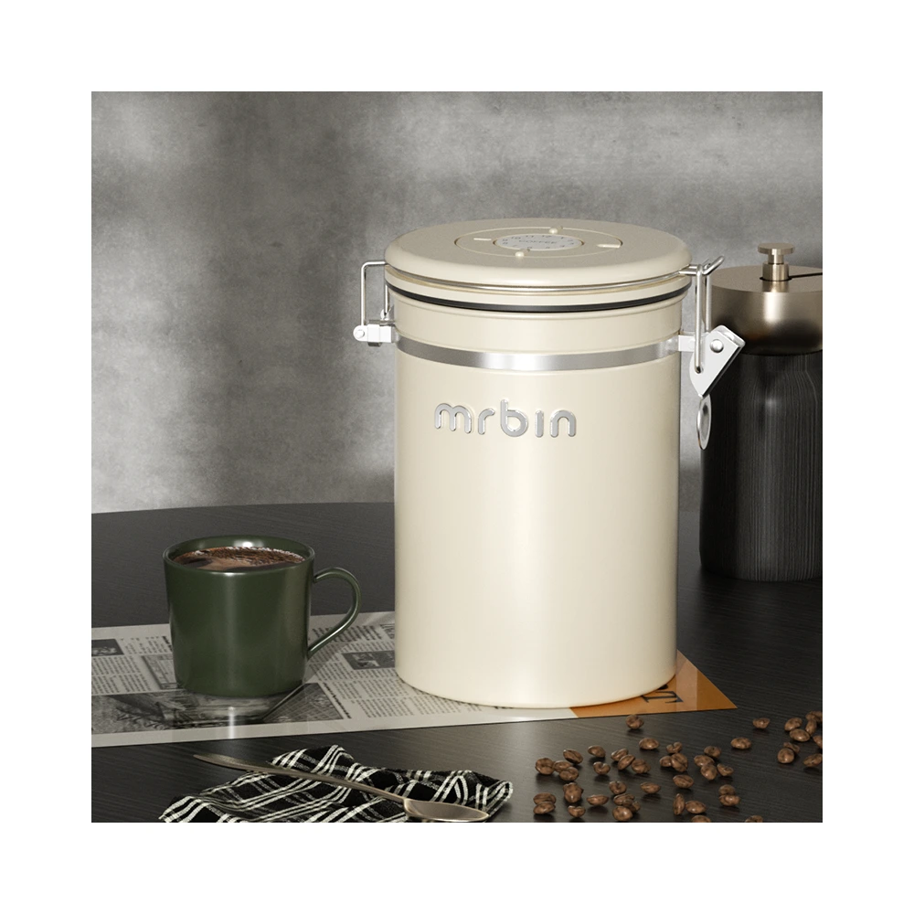 Герметичная стальная банка MR.Bin.M для чая и кофе (молочный цвет), Цвет: Молочно-белый [бесплатная стальная ложка], Характеристика: 1.2L | Китай.рф