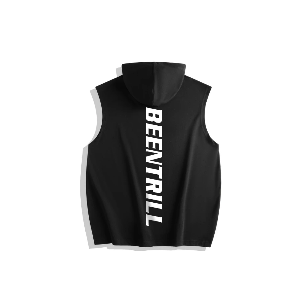 Стильная спортивная безрукавка BEENTRILL с капюшоном, черная, Цвет: черный, Размер: M | Китай.рф