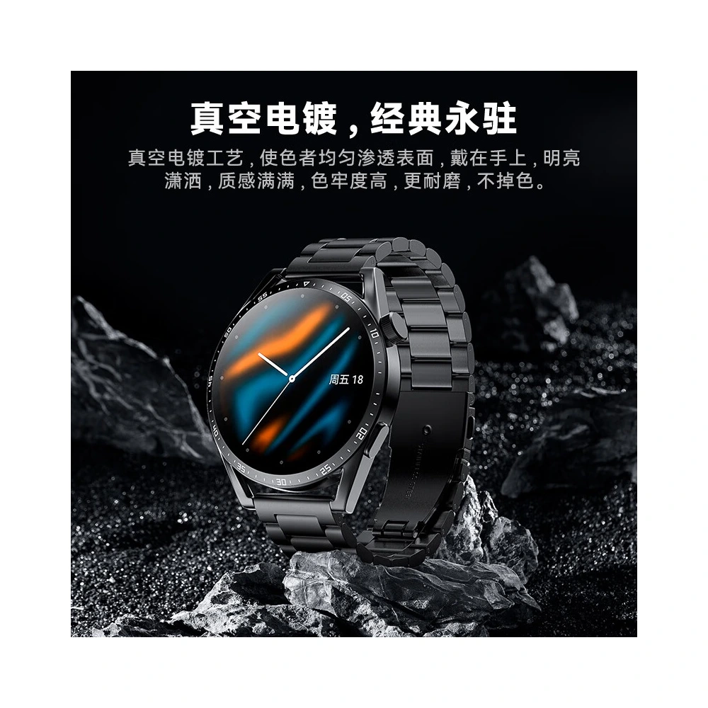 Кожаный ремешок BIAZE для Huawei Watch (22мм), Цвет: Sanzhu Нержавеющая сталь, черный [универсальный циферблат 46 мм, калибр 22 мм] Регулятор | Китай.рф