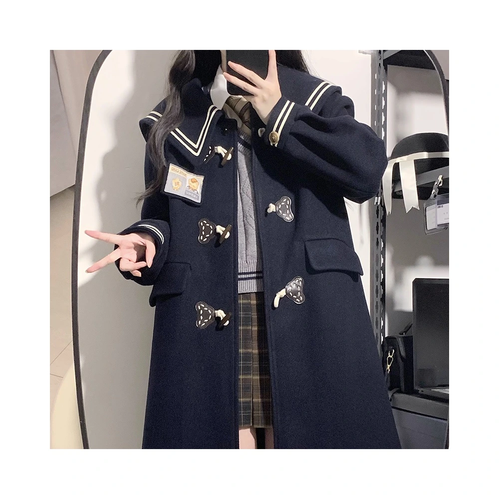 Зимнее пальто с принтом медведя в стиле school uniform, Цвет: Темно-синее пальто Haunted by Bears Buza, Размер: S | Китай.рф