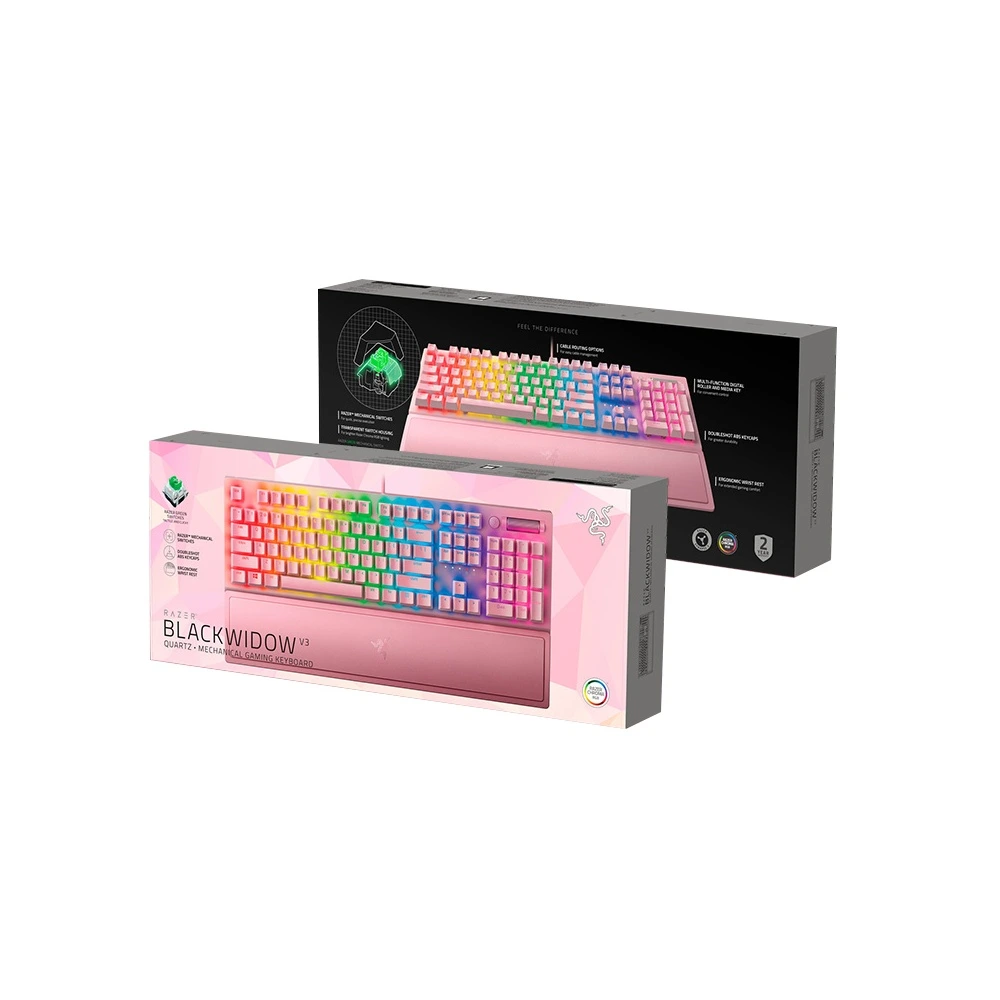 Клавиатура Razer BlackWidow V3 с прозрачными переключателями, Модель: Black Widow Spiders V3 Розовый кварц Зеленый переключатель - 104 клавиши RGB | Китай.рф