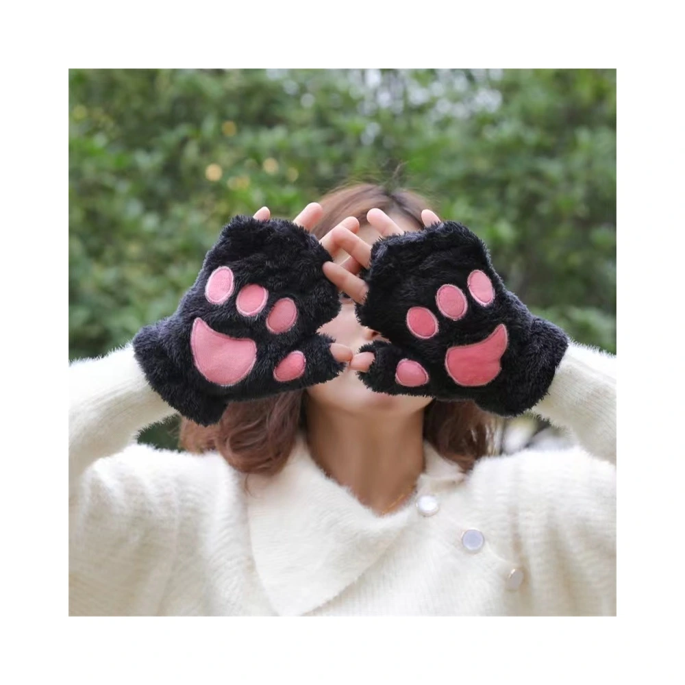Зимние перчатки с подогревом Cute Cat Paw для велоспорта, Цвет: черный, Размер: M | Китай.рф