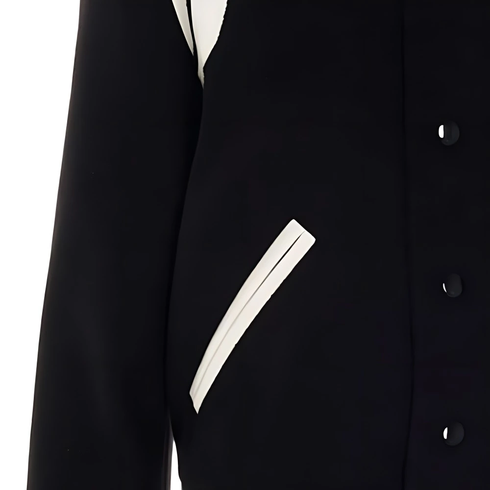 Бейсбольная куртка SAINT LAURENT SS22, женская, черная, Цвет: черный, Размер: 36 | Китай.рф