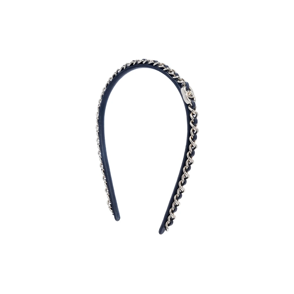 Изысканный ободок CHANEL из кожи с логотипом CC, черный, Цвет: черный, Размер: F | Китай.рф