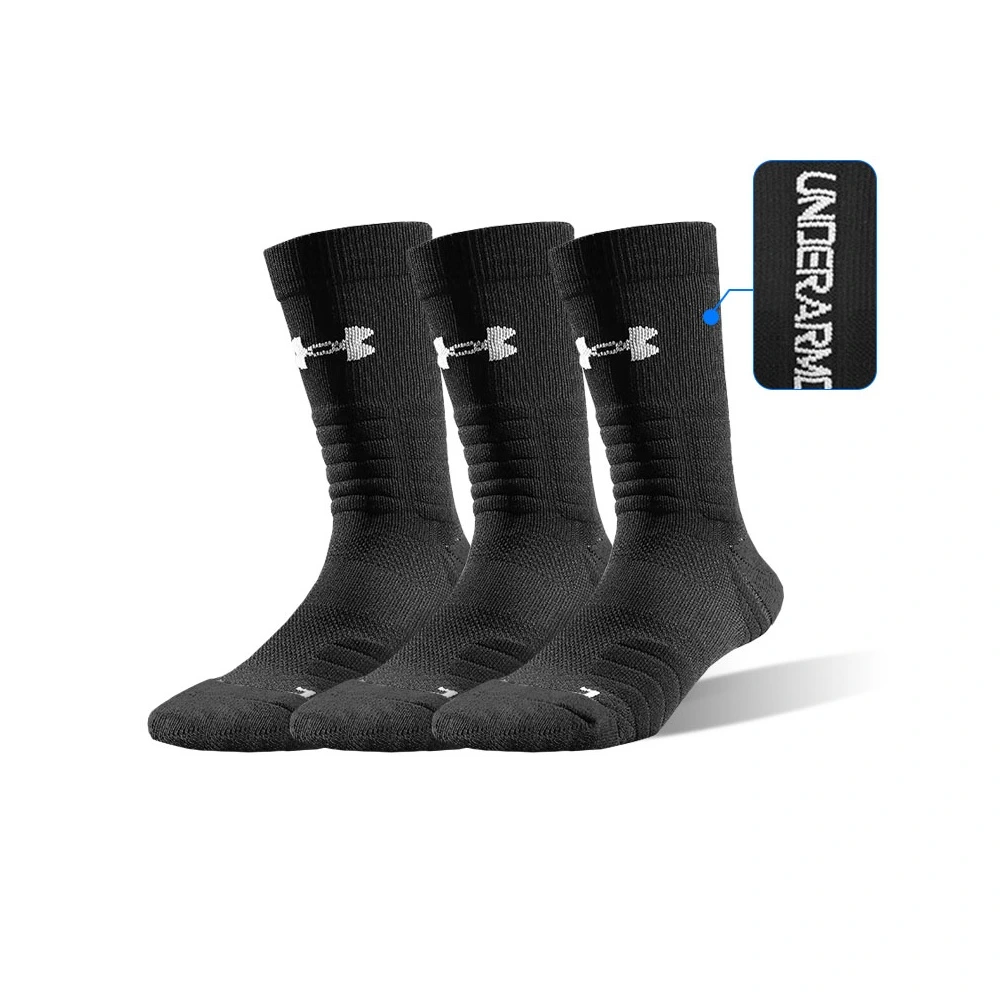 Under Armour: спортивные носки для бега и баскетбола, 3 пары, черные, унисекс, Цвет: 3 штуки (черные), Размер: M | Китай.рф