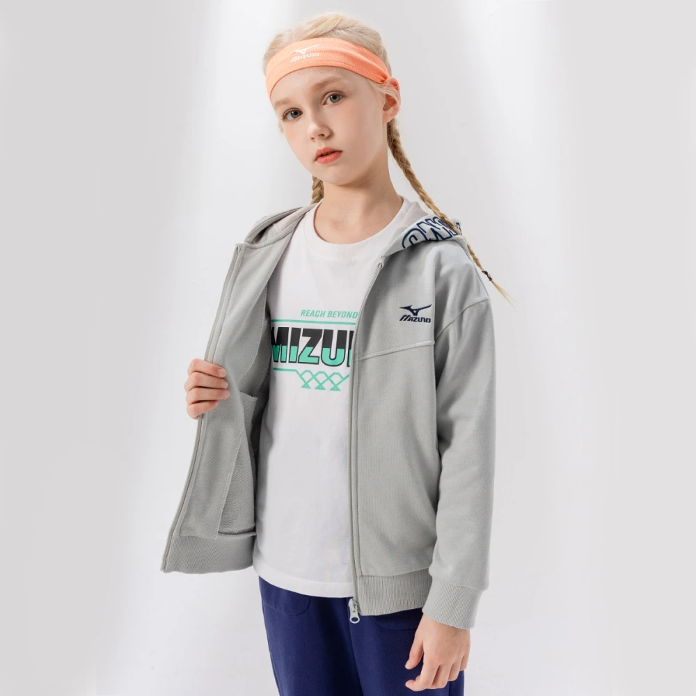 Детская худи Mizuno на молнии, Цвет: светло-серый, Размер: 130 | Китай.рф