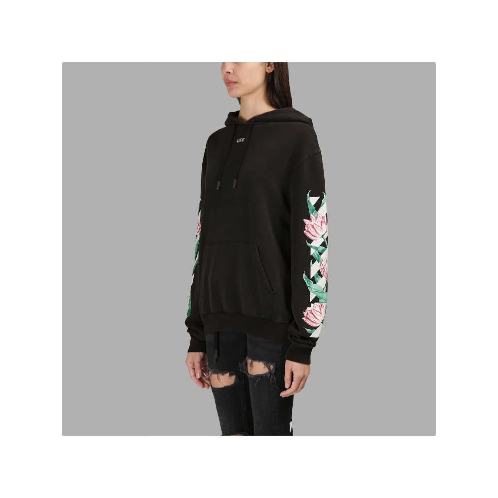Элегантное черное худи OFF-WHITE с цветочным принтом для женщин, Размер: XS | Китай.рф