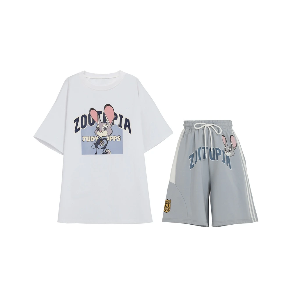 Футболка и комплект Semir x Disney с принтом Judy, унисекс, Набор: Милый кролик-партнер (футболка + штаны), Размер: S | Китай.рф