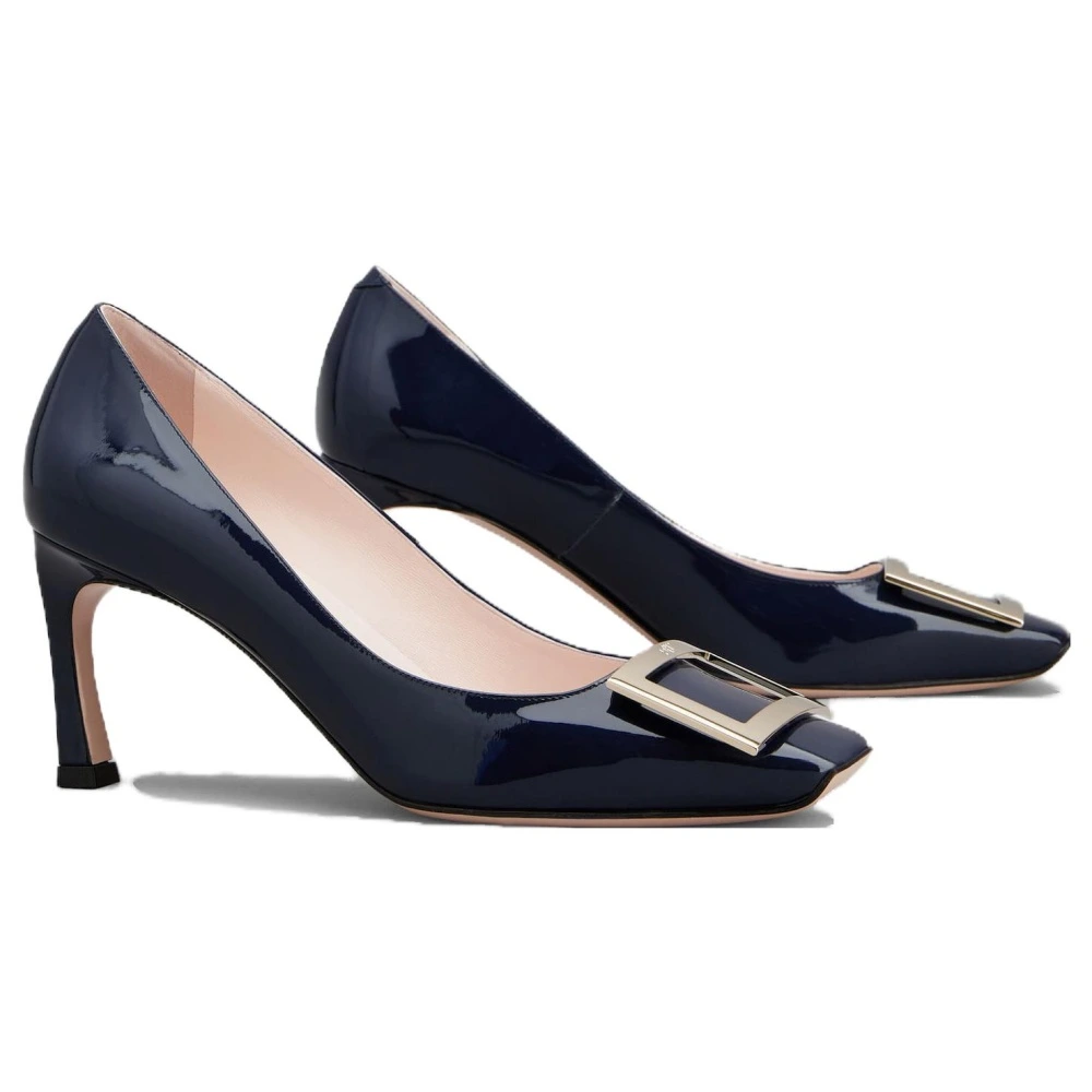 Элегантные лодочки Roger Vivier из лаковой кожи, тёмно-синие, Размер: 34, Издание: С оригинальной коробкой для обуви | Китай.рф