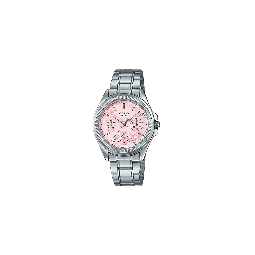 CASIO STANDARD LTP-2088D-4A: Ретро-шарм в каждой детали, Цвет ремешка: Серебряный ремешок, розовый циферблат | Китай.рф