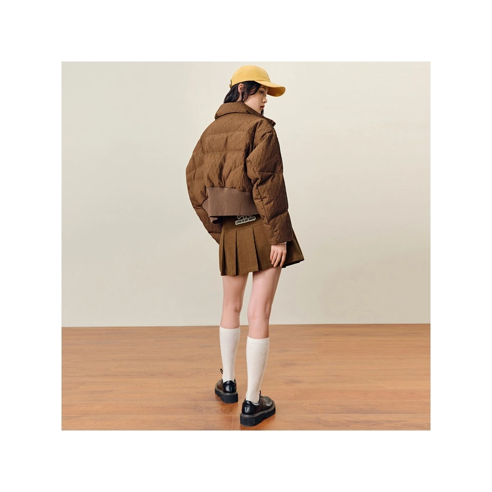 Стильную коричневую пуховую куртку Peacebird FW22, Цвет: цвет кофе, Размер: S | Китай.рф