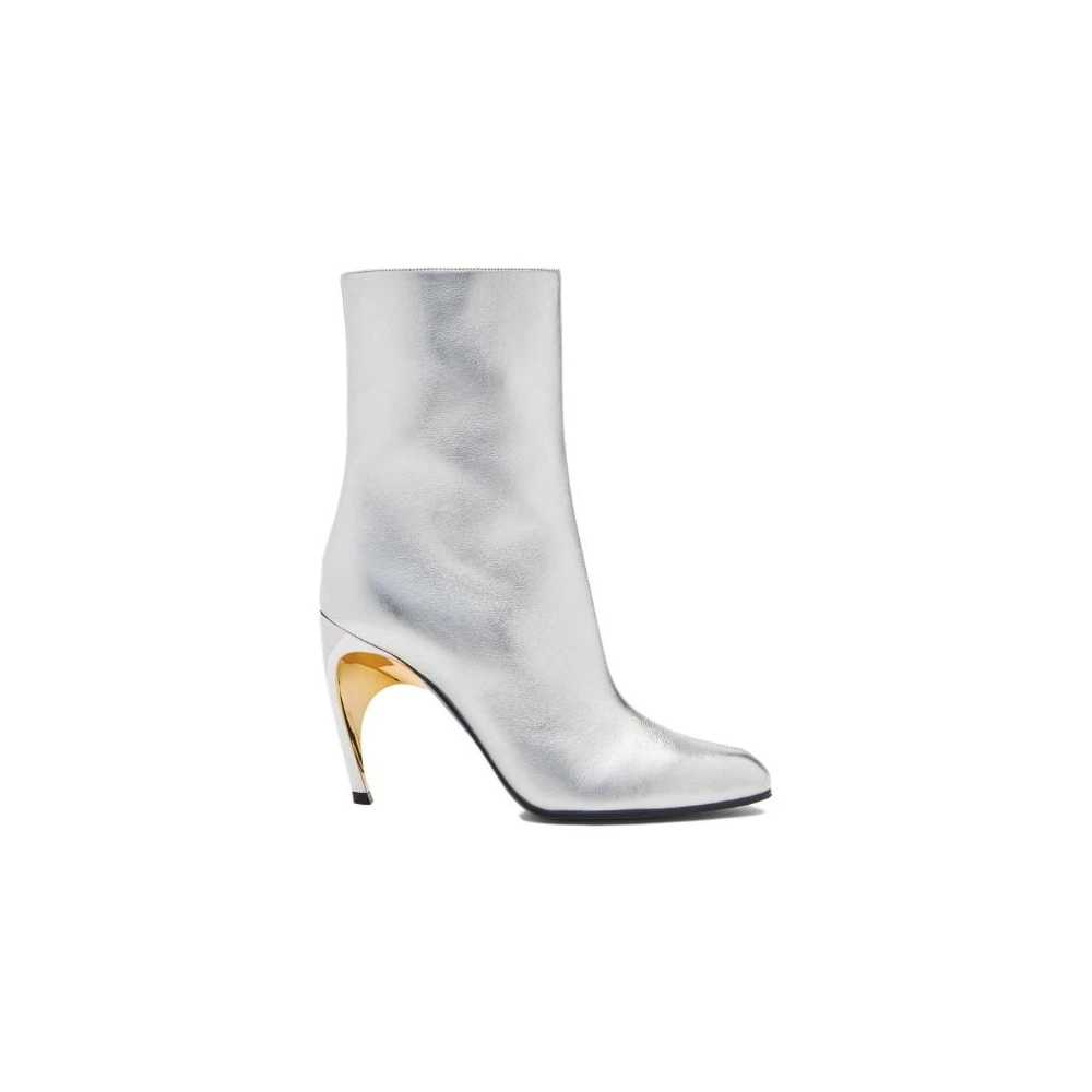 Alexander McQueen серебристые ботинки на каблуке 9.5 см, Цвет: серебро, Размер: 35, Издание: С оригинальной коробкой для обуви | Китай.рф