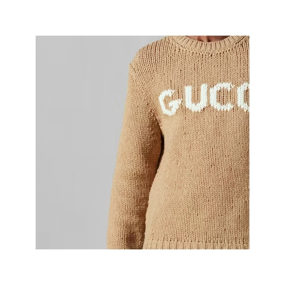 Элегантный свитер Gucci коричневого цвета с вышивкой логотипа, Цвет: коричневый, Размер: XS | Китай.рф