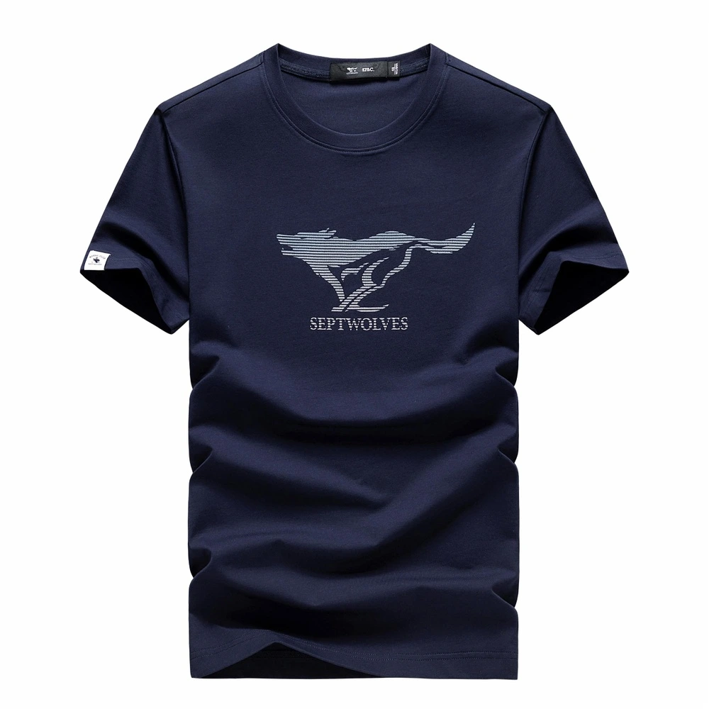 Футболка SEPTWOLVES T Shirts Men's Crew Neck Thin Straight Fit из Китая, Цвет: темно-синий, Размер: 160/80A | Китай.рф