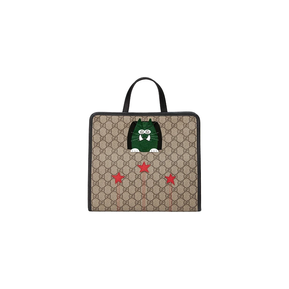 Детская сумка-тоут Gucci с кошками черная, Упаковка: Подарочный набор (базовая упаковка + оригинальная коробка + оригинальная сумочка) | Китай.рф