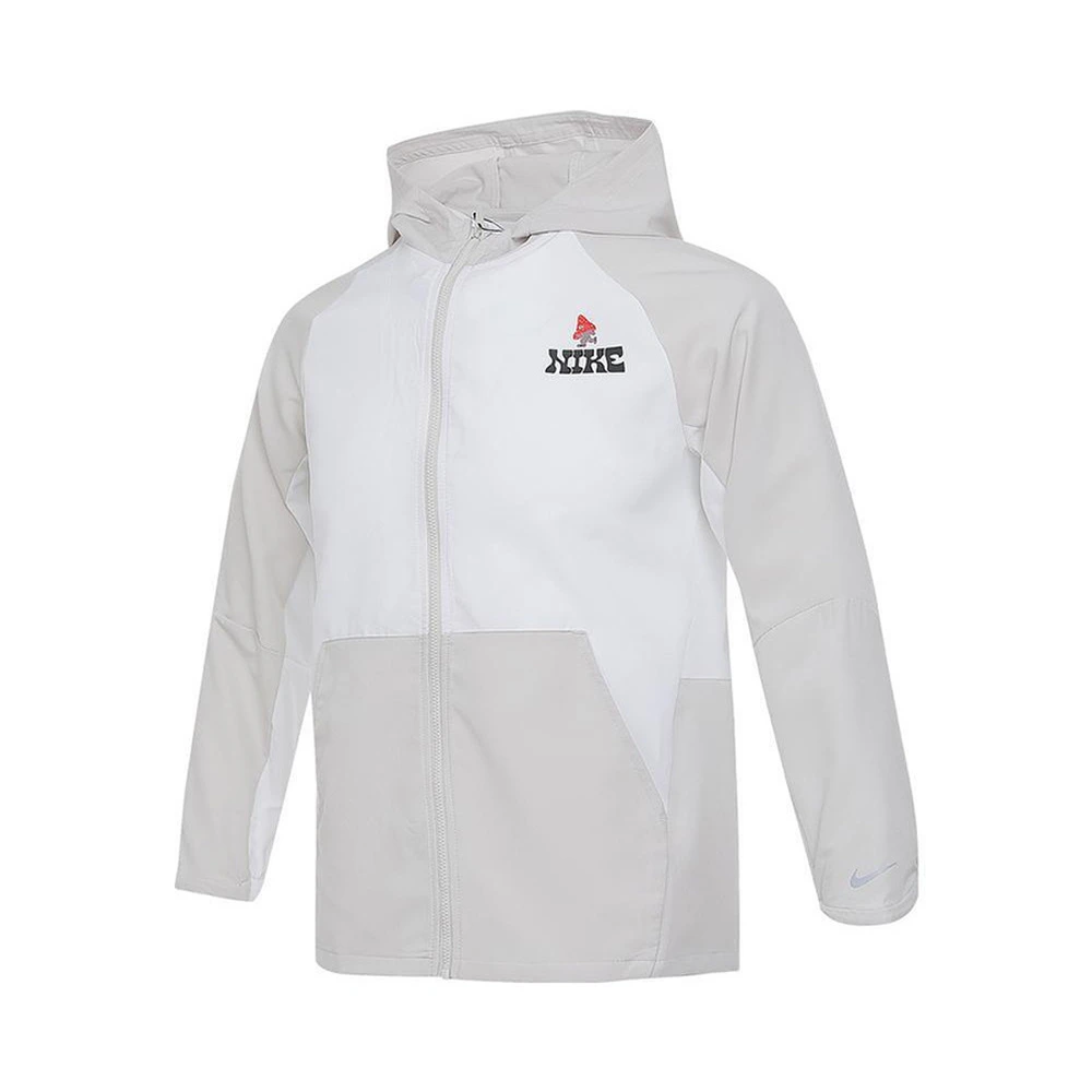 Nike Jacket SS25 модная комфортная детская куртка с капюшоном, Цвет: белый/серый, Размер: S | Китай.рф