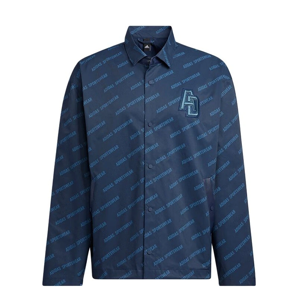 Куртка adidas MONOGRAM повседневная с отложным воротником, однобортная, с длинным рукавом, мужская синяя, Цвет: синий, Размер: M | Китай.рф