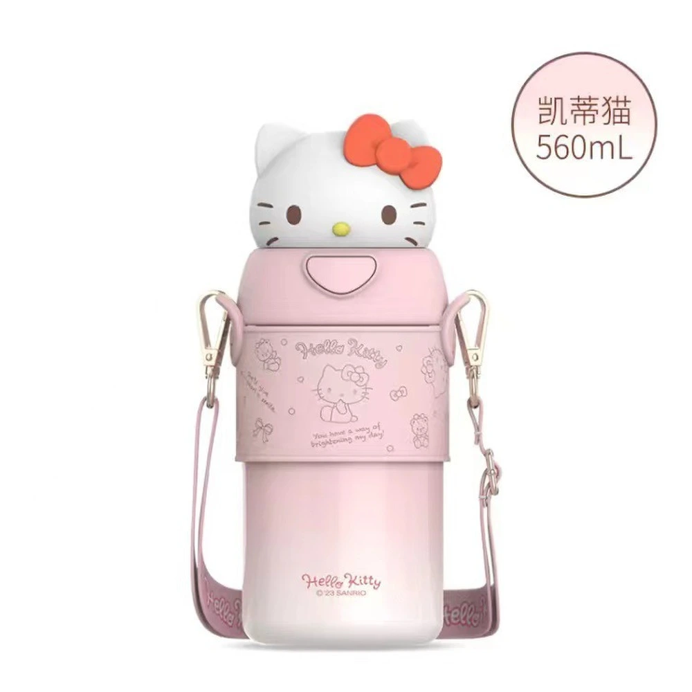 Термос Sanrio 560 мл из нержавеющей стали, Цвет: Sanrio озорной термокружка (Hello Kitty + подарочный пакет с открыткой-наклейкой), Объем: 560ml | Китай.рф