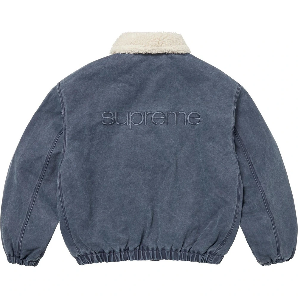 Бомбер Supreme FW25 WEEK7 Faux Shearling Lined унисекс, Цвет: Военно-Морской Флот, Размер: S | Китай.рф