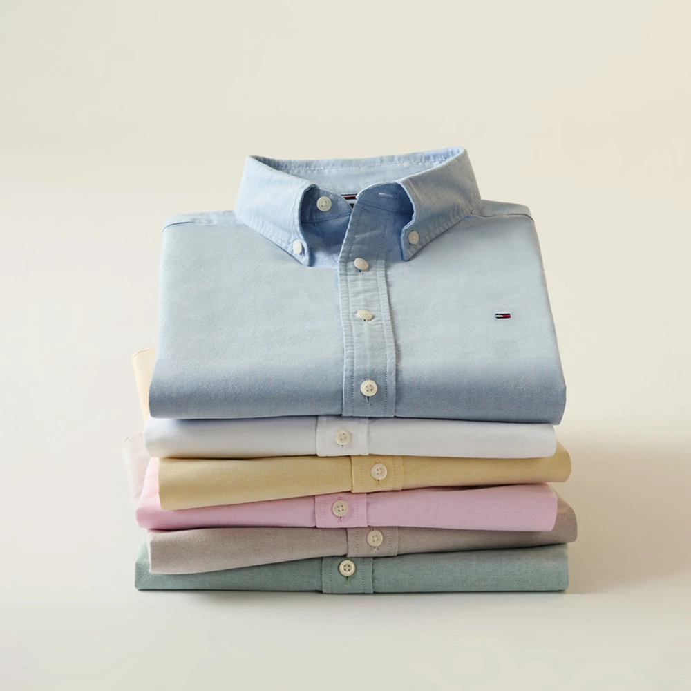 Рубашка Tommy Hilfiger из хлопка Оксфорд, женская, Цвет: сине-белая полоска 0A9, Размер: 36 | Китай.рф