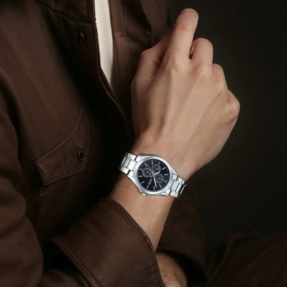Наручные часы CASIO Standard Series MTP-V302D-1A, мужские, черные, 39.4мм, Модель: черный циферблат | Китай.рф