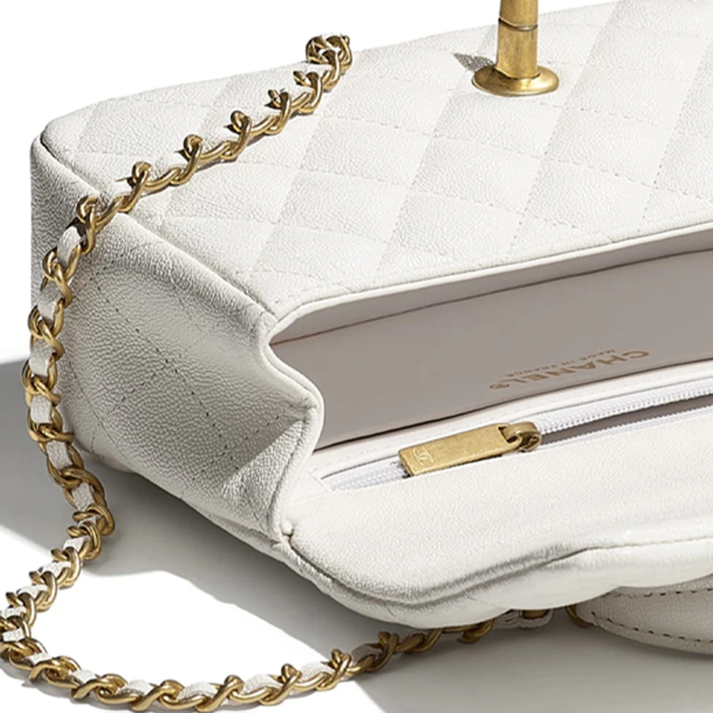Сумка CHANEL Classic Flap CF из зерненой кожи белая, Издание: Гарантированная версия, Упаковка: Подарочная коробка (базовая комплектация + оригинальная коробка) | Китай.рф