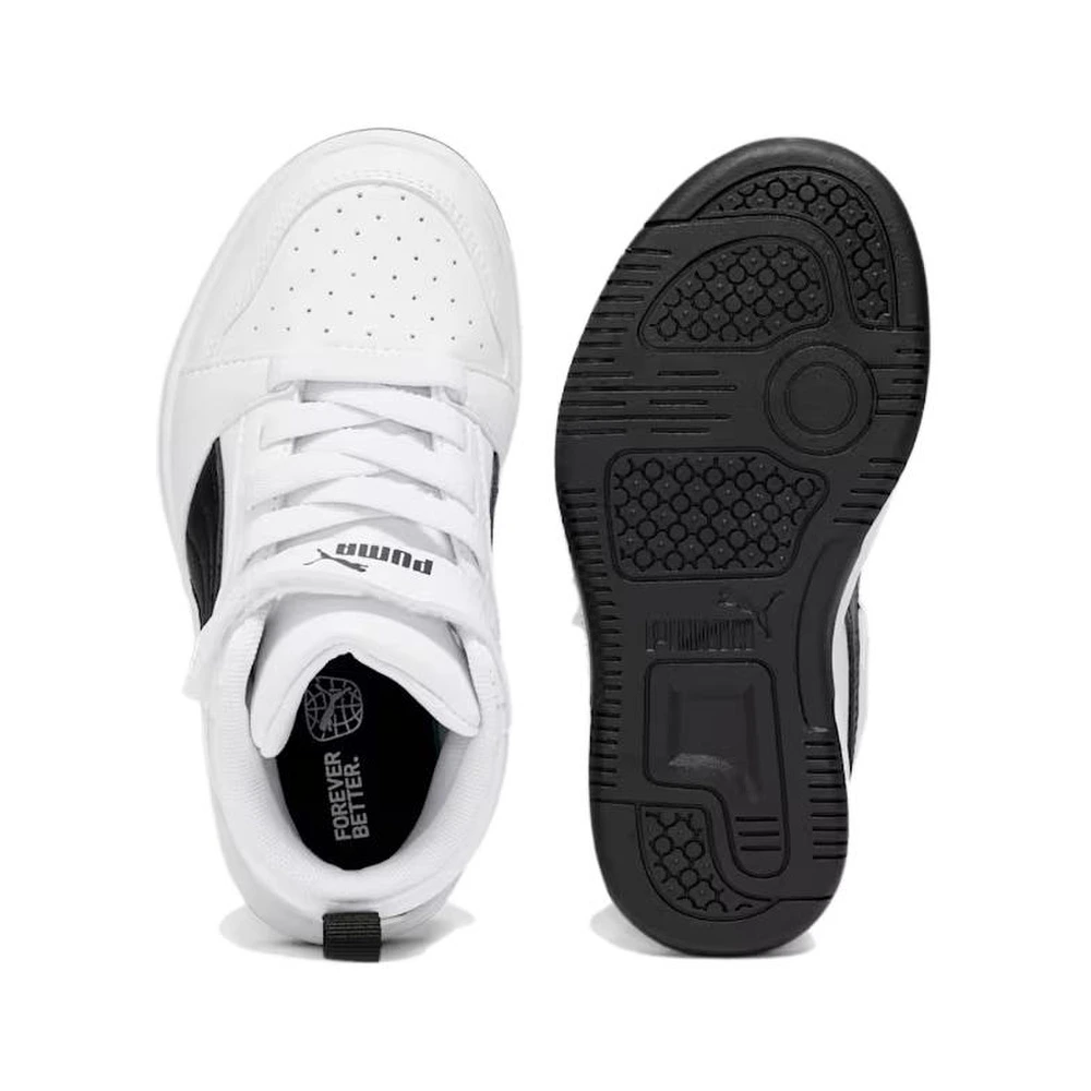 PUMA Rebound V6 Mid топ Детские повседневные кроссовки белые (3-7 лет), Цвет: Puma бело-черный, Размер: 28 | Китай.рф