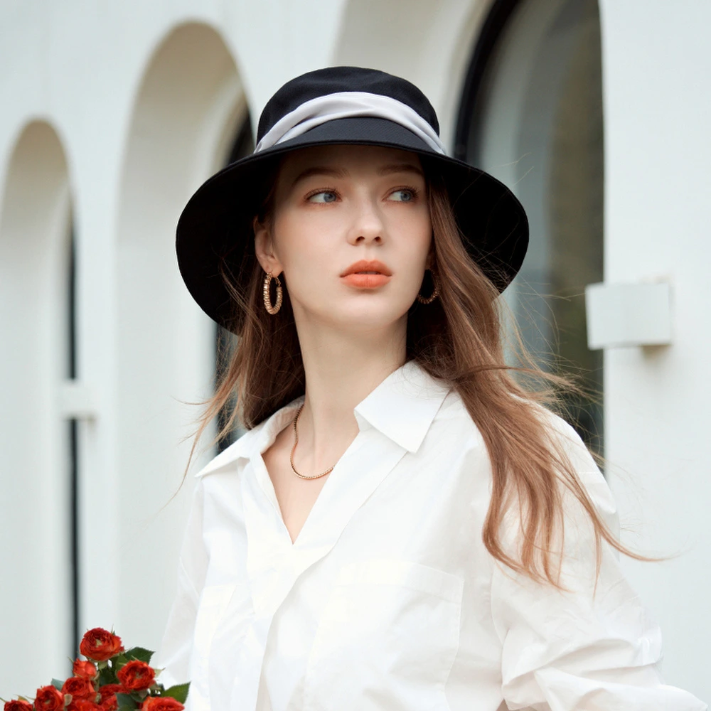 Женская панама ELLE для защиты от солнца и ультрафиолета, Цвет: черный, Размер: F | Китай.рф