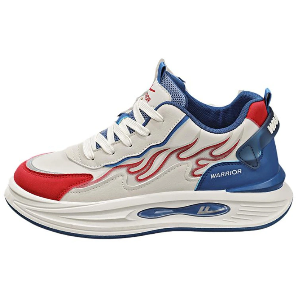 Warrior Cushioning Slip Resistant Abrasion Resistant Mid top Men's Chunky Sneakers, Цвет: Бежевый синий красный, Размер: 39 | Китай.рф