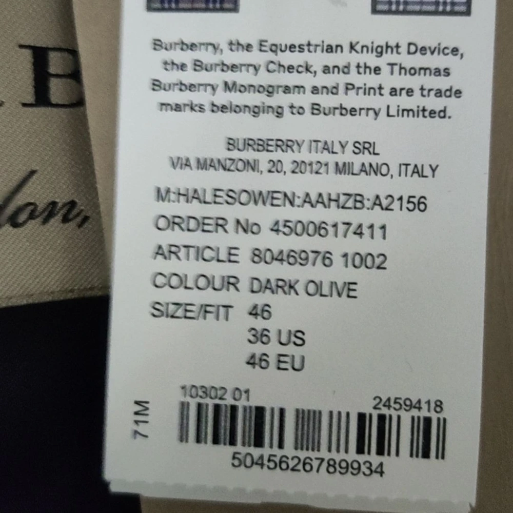 Пальто Burberry FW23 Coat Men's Dark Olive, Цвет: темно-оливковый, Размер: 48 | Китай.рф