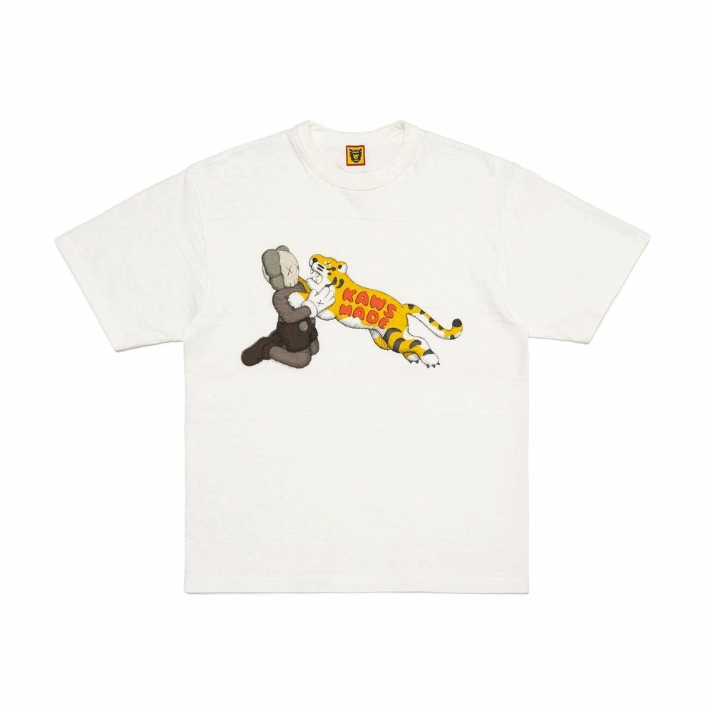 Футболка HUMAN MADE X Kaws Graphic Ii SS24 с принтом тигра, Цвет: Белый, Размер: 3XL | Китай.рф