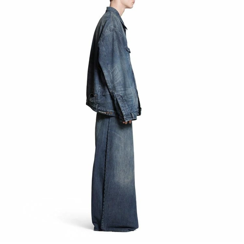 Balenciaga FW23 Деконструированная джинсовая куртка с потертостями, мужская, синяя, Цвет: синий, Размер: S | Китай.рф