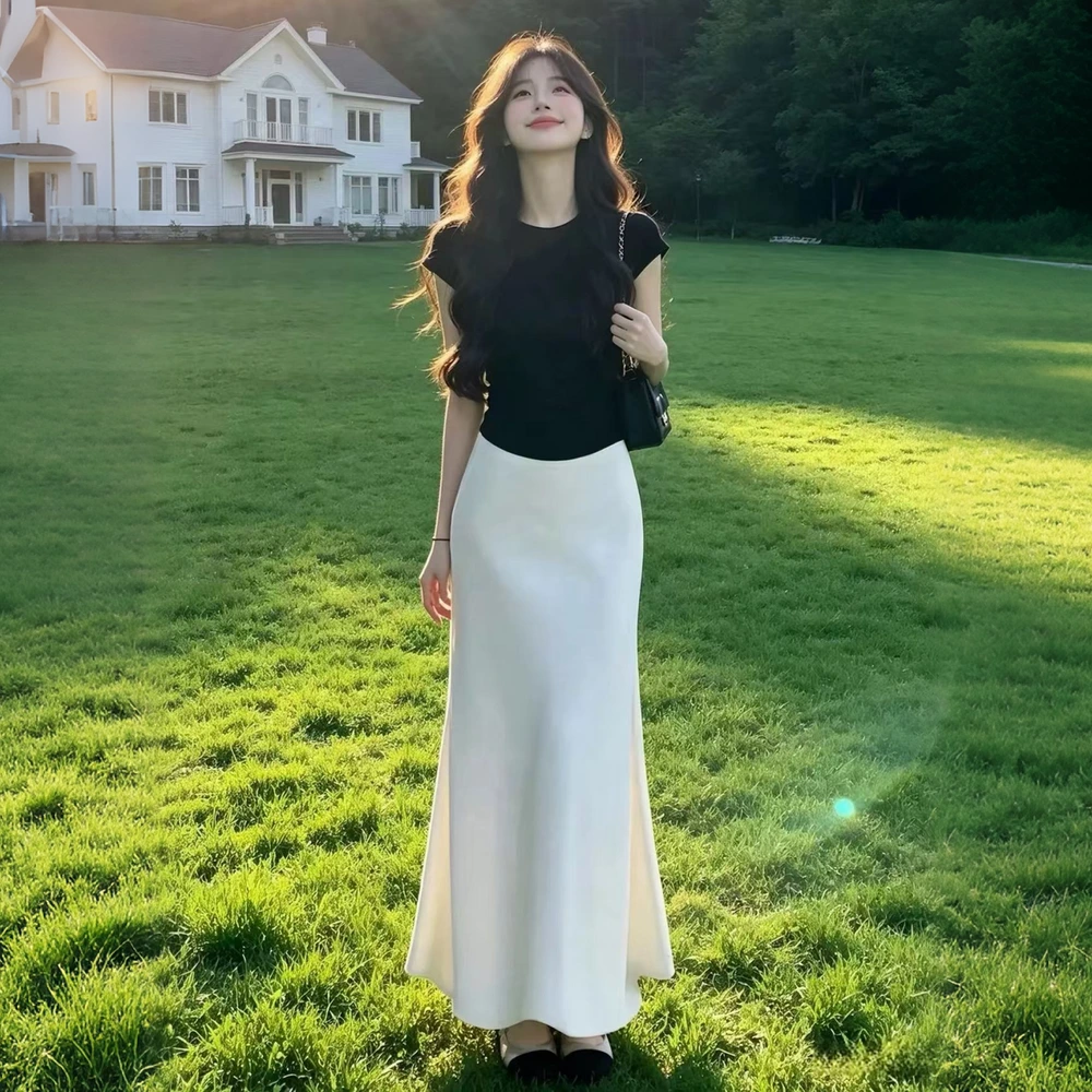 Комплект юбка и топ MostwantedLab Skirt Set Women's, Набор: чёрная футболка + длинная юбка, Размер: S | Китай.рф