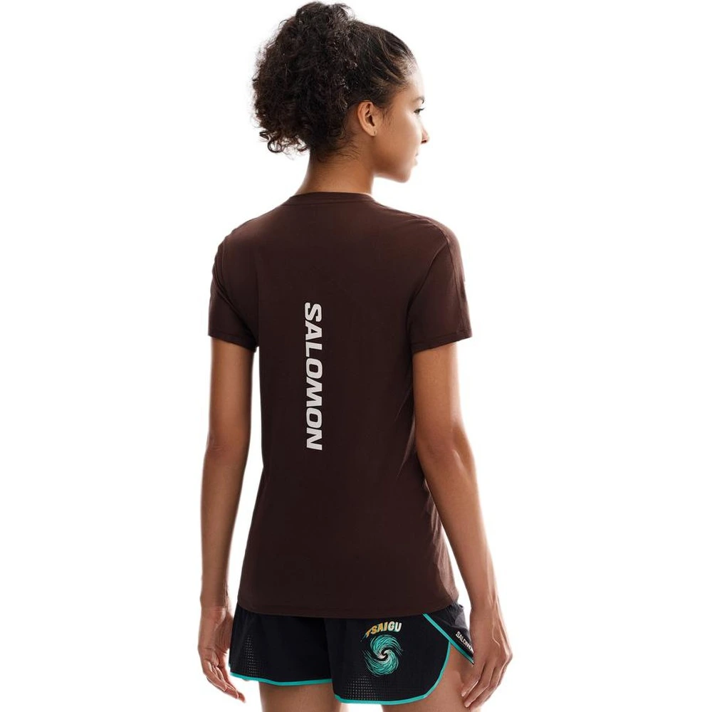 Футболка SALOMON FW25 T Shirt Women's, Цвет: Коричневый кофейное зерно, Размер: 155/80A (XS) | Китай.рф