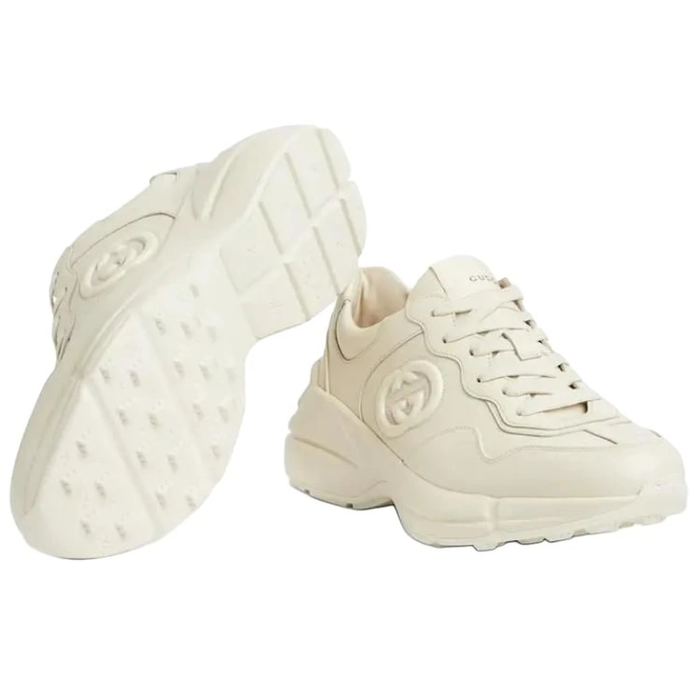 Кроссовки GUCCI Rhyton женские из кожи с логотипом GG, белые, Цвет: Белый, Размер: 35.5, Размер: Есть коробка для обуви | Китай.рф