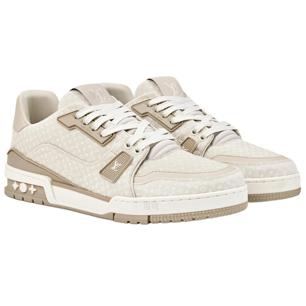 Кроссовки Louis Vuitton Trainer низкие бежевые, Цвет: бежевый, Издание: С оригинальной коробкой для обуви, Размер: 38 | Китай.рф