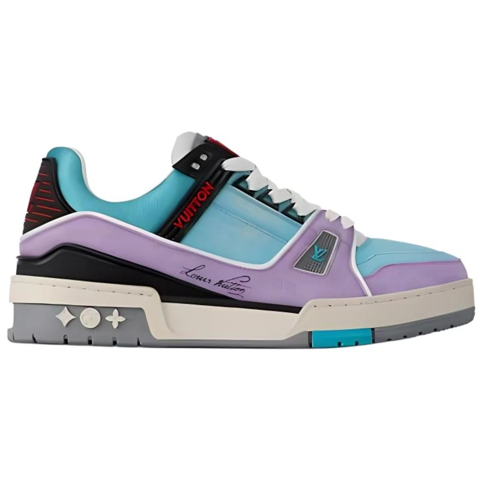 Кроссовки LOUIS VUITTON Trainer с круглым носком, женские, сине-фиолетовые, Цвет: сине-фиолетовый, Издание: С оригинальной коробкой для обуви, Размер: 35 | Китай.рф