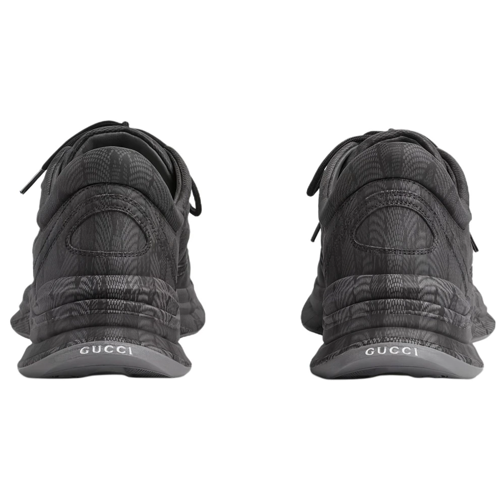 Кроссовки GUCCI Run Sneaker на толстой подошве 'GG Water Transfer Print - Black', Цвет: черный, Размер: 39.5, Размер: обычная версия, с оригинальной коробкой | Китай.рф