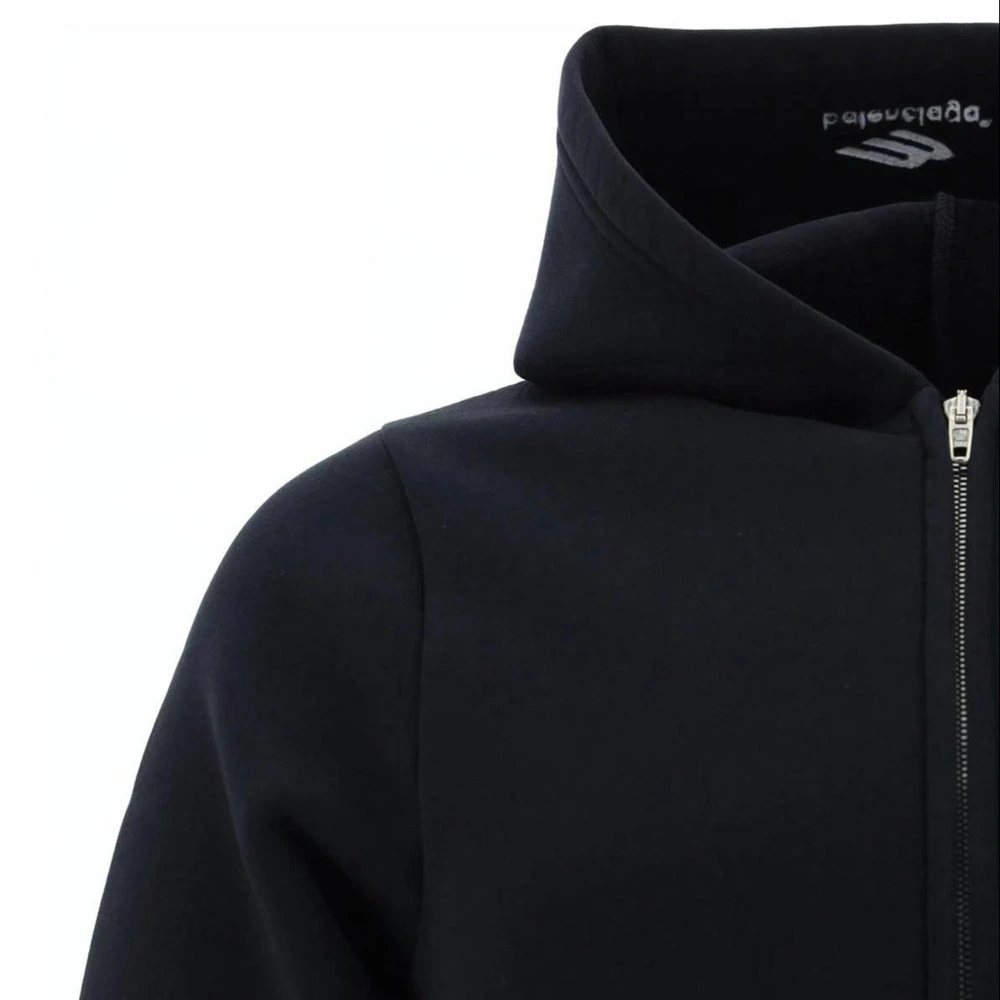 Худи Balenciaga укороченное с капюшоном и молнией, черное, Цвет: черный, Размер: XS | Китай.рф