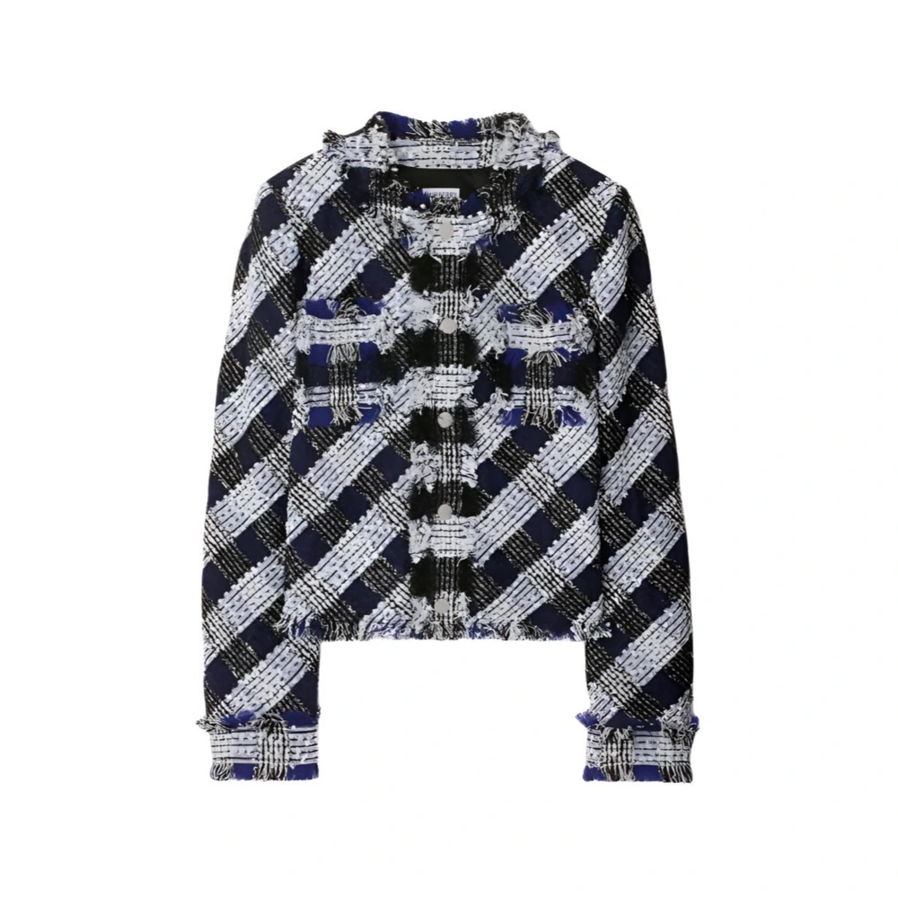 Куртка Burberry cropped tweed jacket, Цвет: сине-белый, Размер: 4 | Китай.рф
