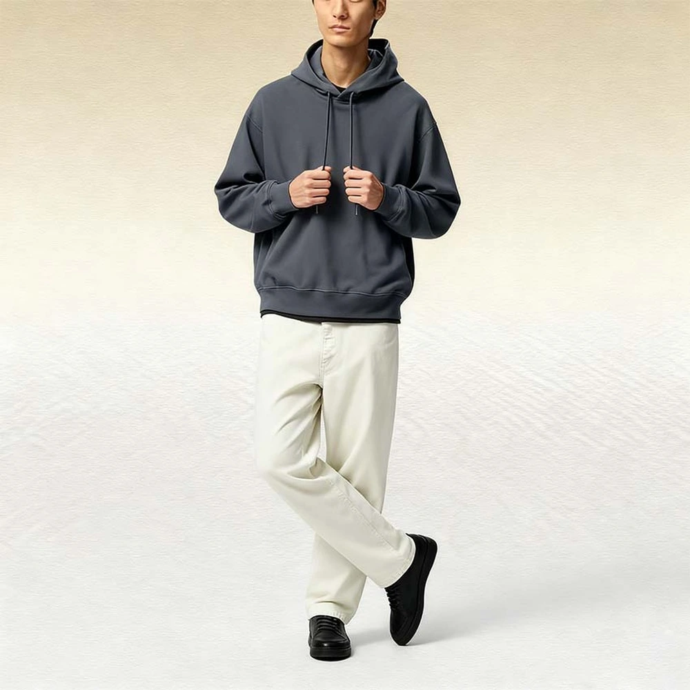 Толстовка UNIQLO с капюшоном оверсайз, Цвет: темно-серый, Размер: 165/84A(S) | Китай.рф