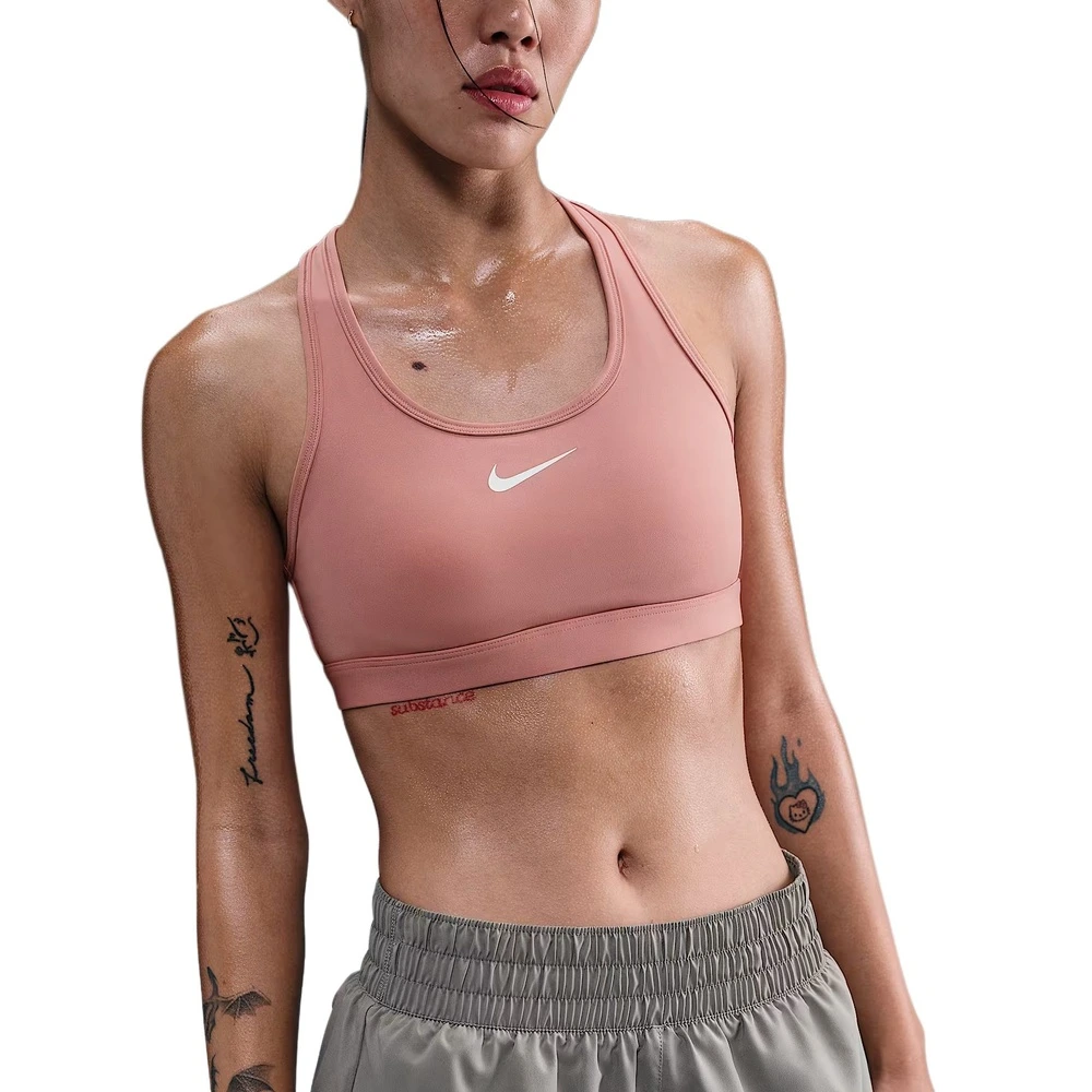 Спортивное белье Nike Swoosh Dri-FIT женское, арт. DX6822-685, Цвет: ржаво-розовый/белый, Размер: S | Китай.рф