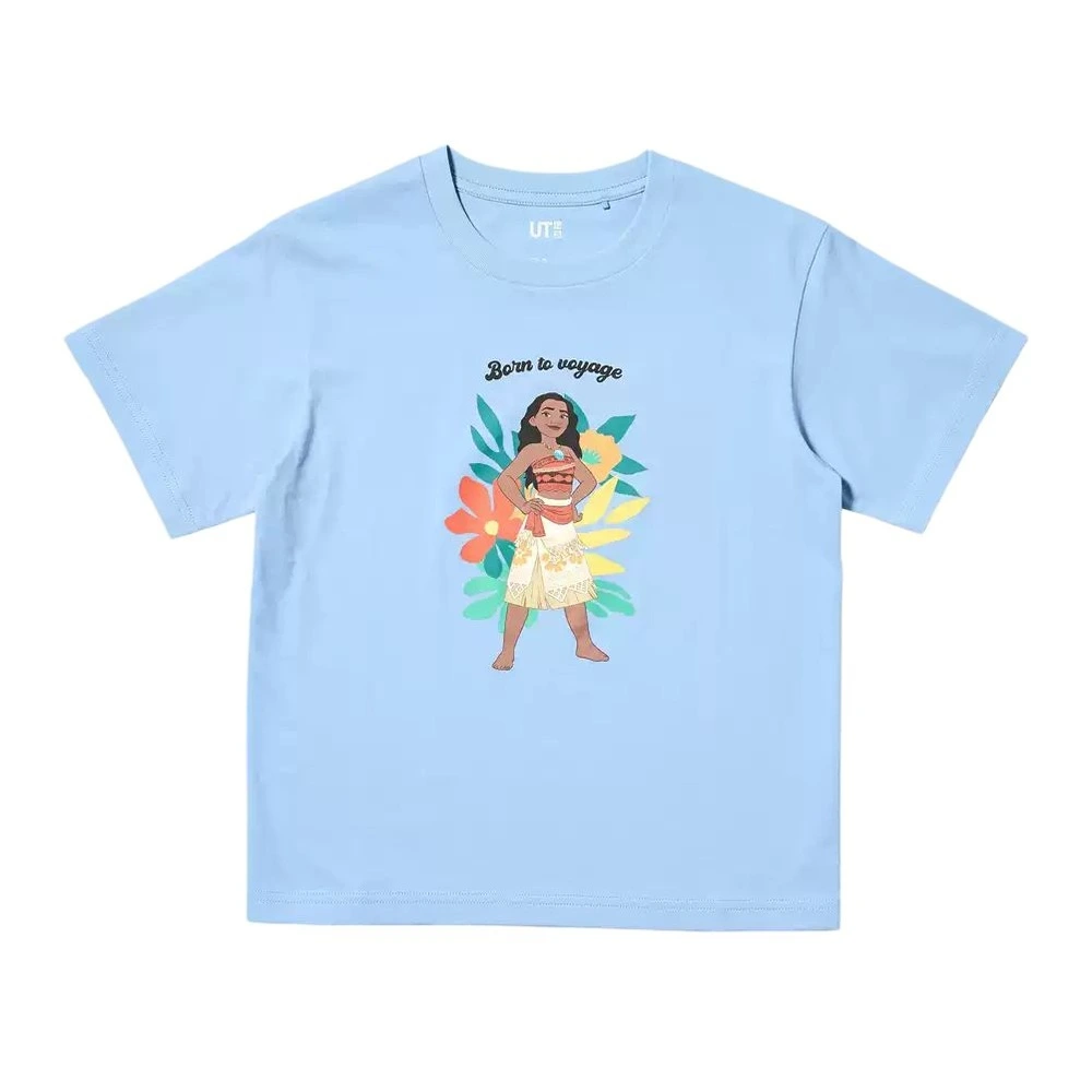 Футболка UNIQLO X Disney для детей, круглая горловина, умеренный крой, Цвет: голубой цвет, Размер: 110 | Китай.рф