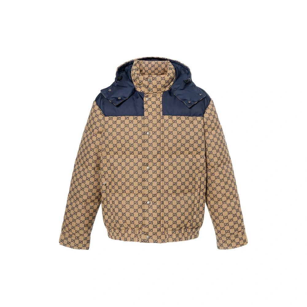 Пуховик GUCCI Gg Canvas Padded Jacket мужской, Цвет: коричневый, Размер: 42 | Китай.рф