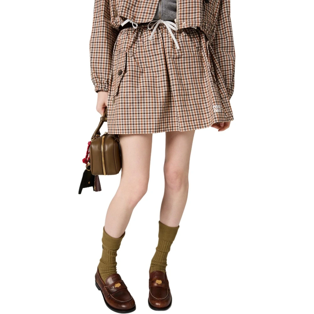 Юбка MIU MIU Gingham Check Mini Skirt из Китая, Цвет: многоцветный, Размер: 36 | Китай.рф
