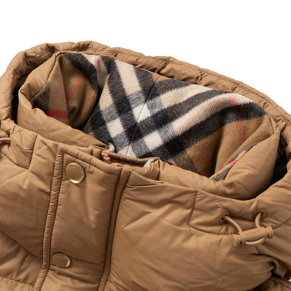 Пуховик Burberry мужской камелово-коричневый с капюшоном, Цвет: верблюжий коричневый, Размер: S | Китай.рф