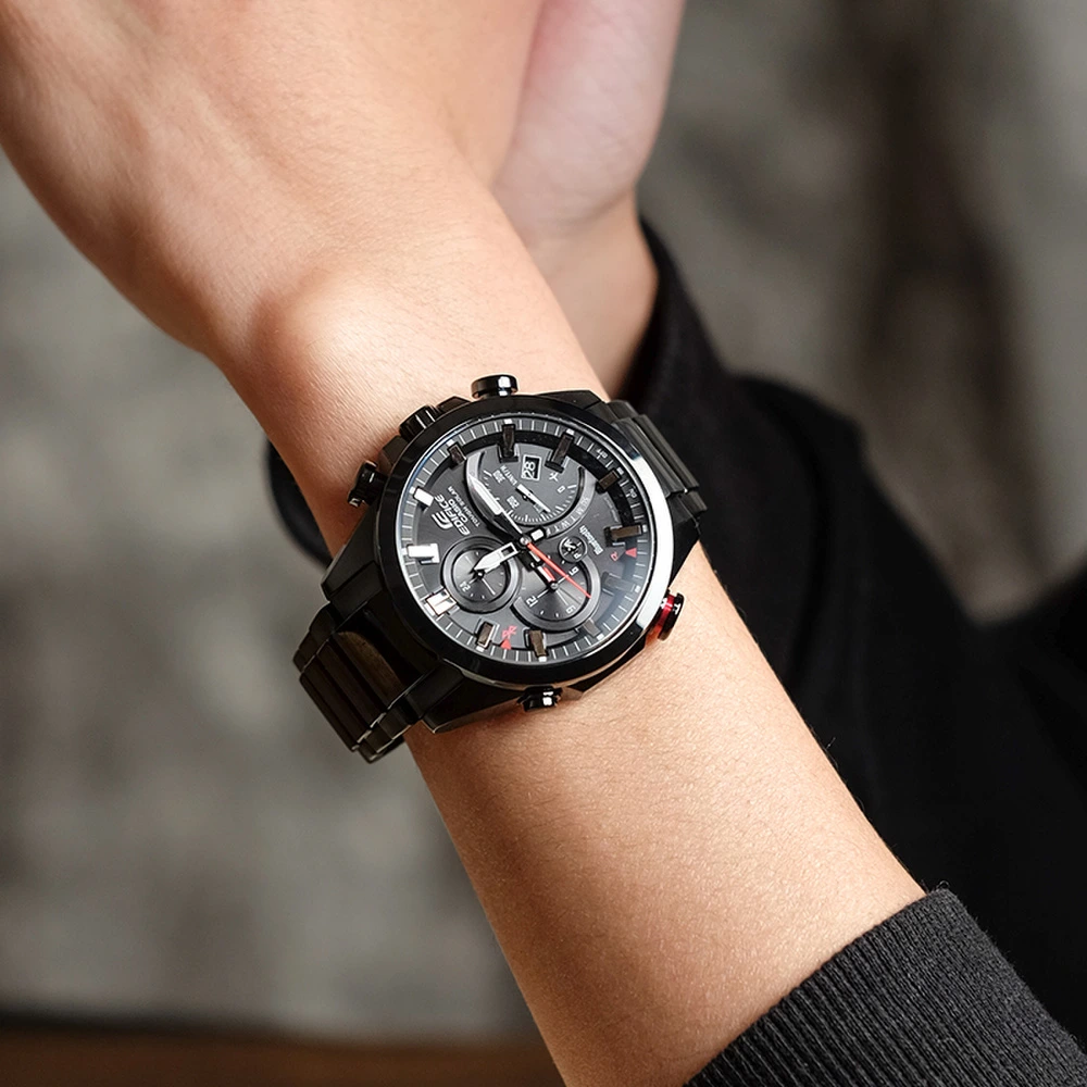 Мужские часы Casio Edifice EQB-501YDC-1AMPRD с черным циферблатом и стальным браслетом, Модель: черный циферблат | Китай.рф