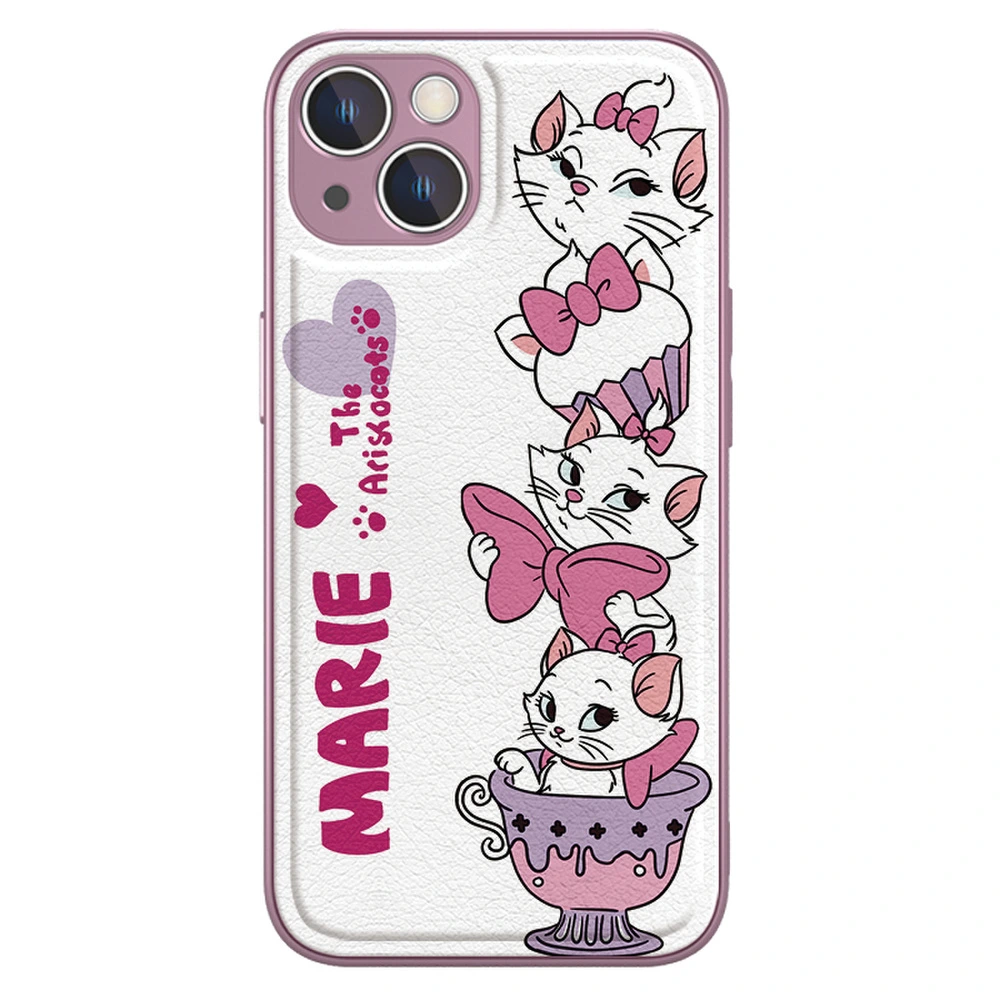 Чехол Disney для iPhone 14 с принтом Marie кожаный женский, Модель: iPhone14, Цвет: DISNEY022P-розово-розовый | Китай.рф