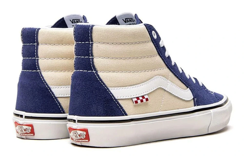Кроссовки Vans SK8 высокие, из ткани и кожи, унисекс, сине-белые, Размер: 38.5 | Китай.рф